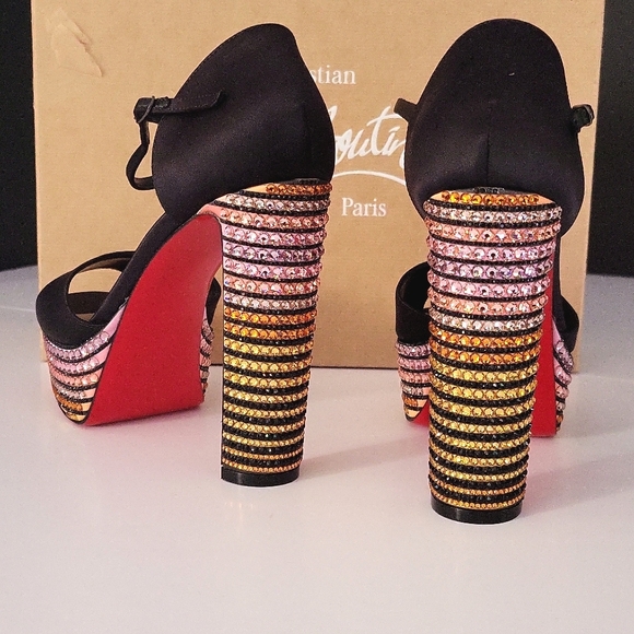 NIB2295 CHRISTIAN LOUBOUTIN Sandaloo Strass Red Sole Platform Sandals 38.5 8 - Picture 12 of 16